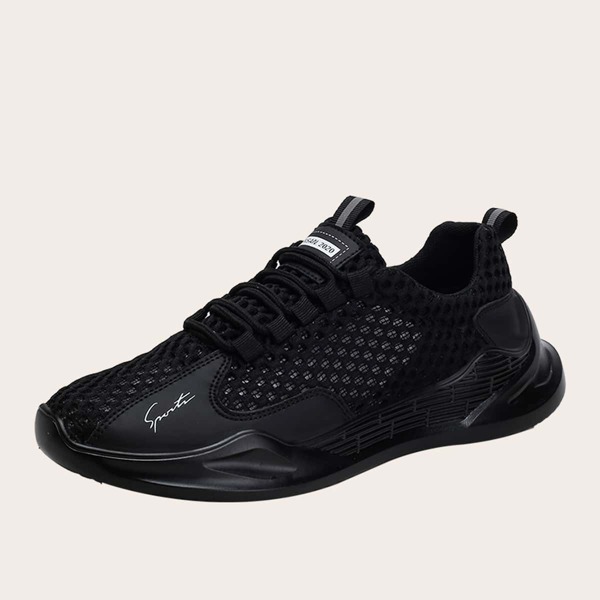 

Men Lace-up Front Hollow Out Sneakers, Black