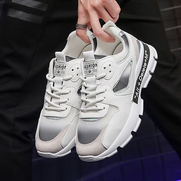 

Men Letter Graphic Mesh Panel Sneakers, White