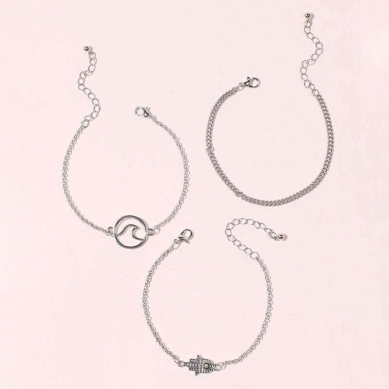 

3pcs Hand Chain Bracelet, Silver