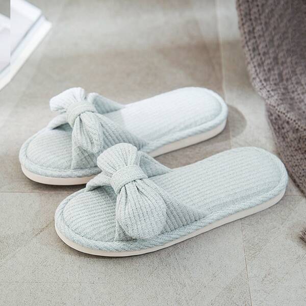 

Open Toe Bow Decor Slippers, Green