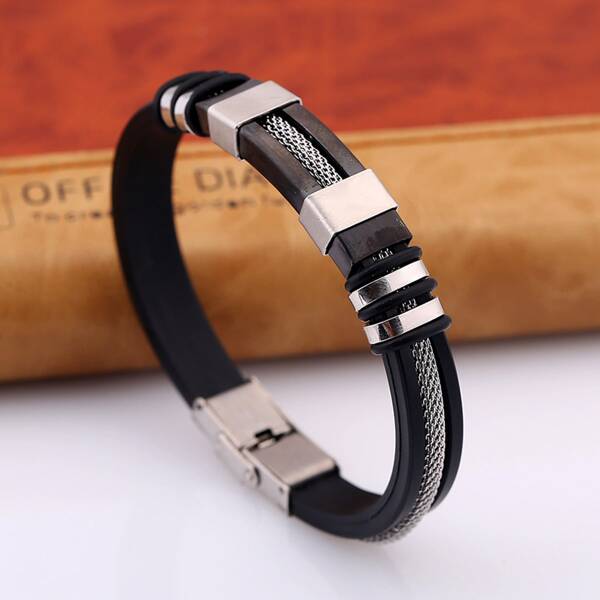 

Men Stainless Steel Fashion Bracelet, Black