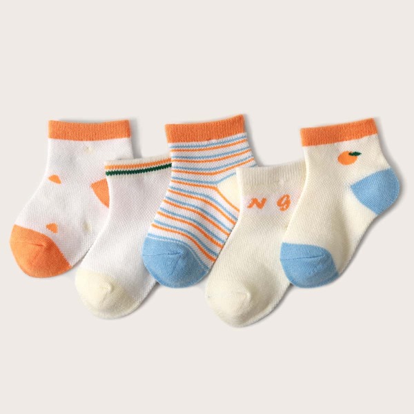 

5pairs Toddler Girls Letter Graphic Socks, Multicolor