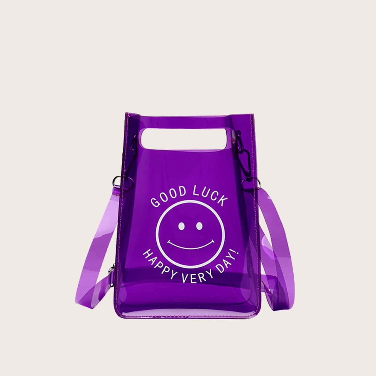 

Smile Clear Crossbody Bag, Clear violet purple