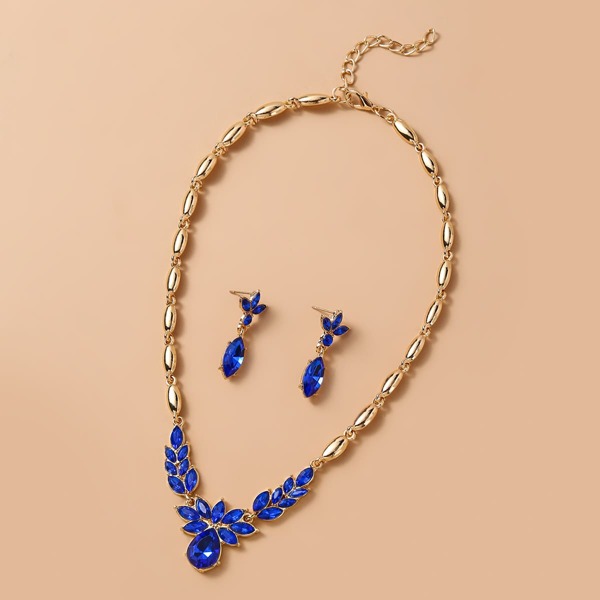 

Water Drop Pendant Necklace & Earrings, Blue
