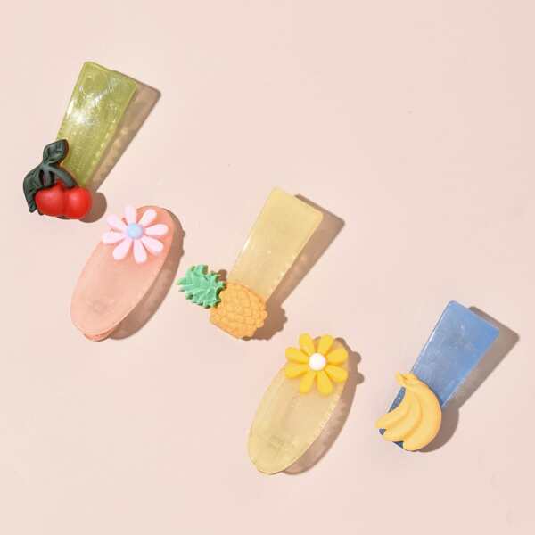 

5pcs Toddler Girls Flower Hair Clip, Multicolor
