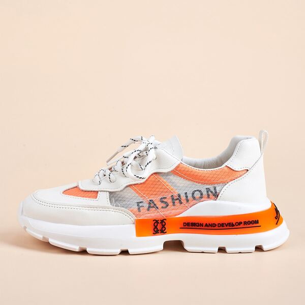 

Letter Graphic Breathable Sneakers, Orange