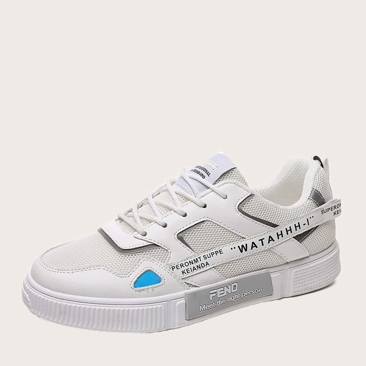 

Guys Letter Graphic Mesh Panel Sneakers, White