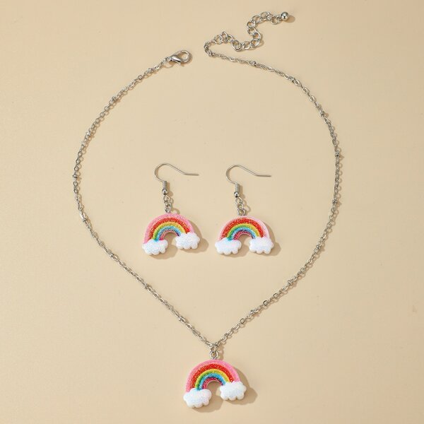 

3pcs Rainbow Charm Jewelry Set, Multicolor