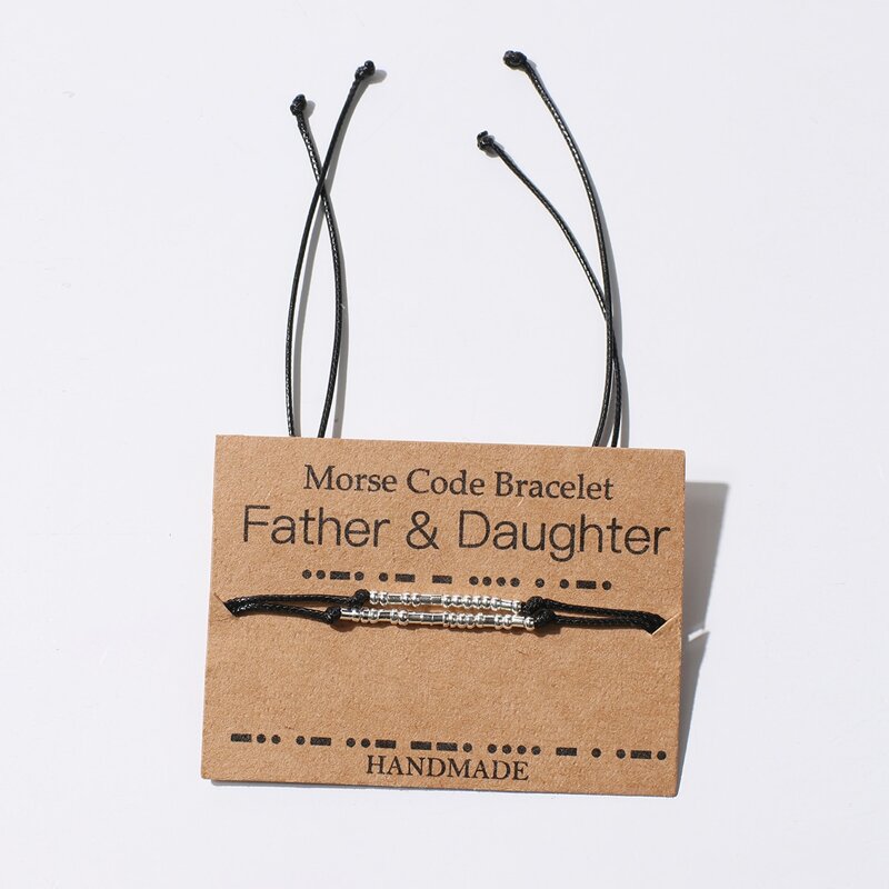 

2pcs Morse Code Father & Daughter Bracelet, Multicolor