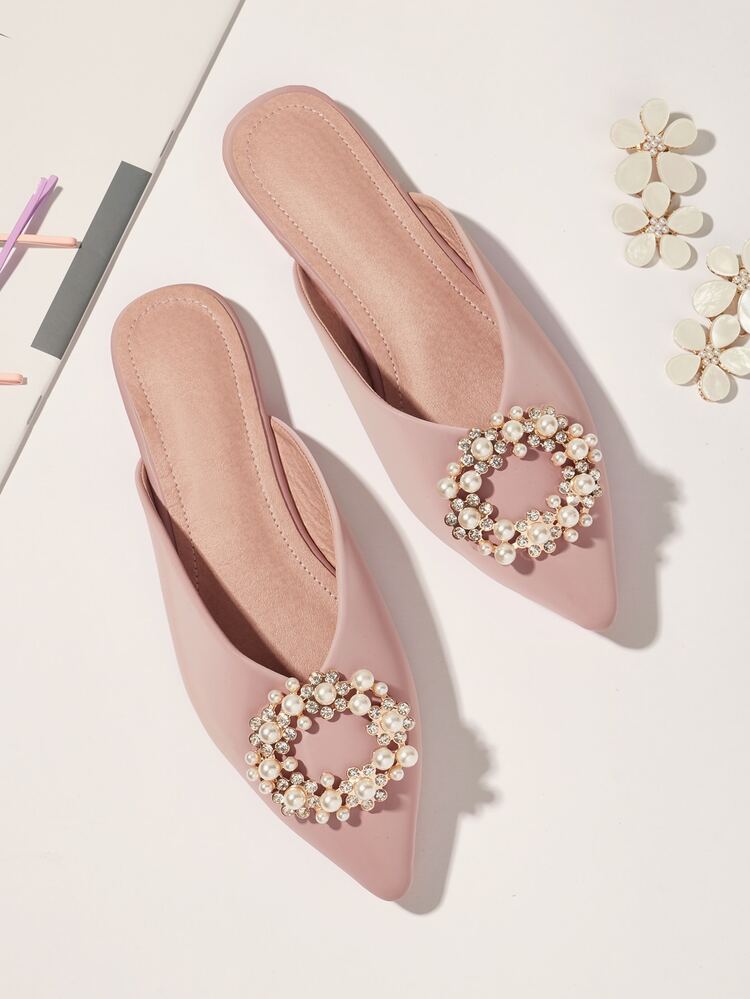 rhinestone flat mules
