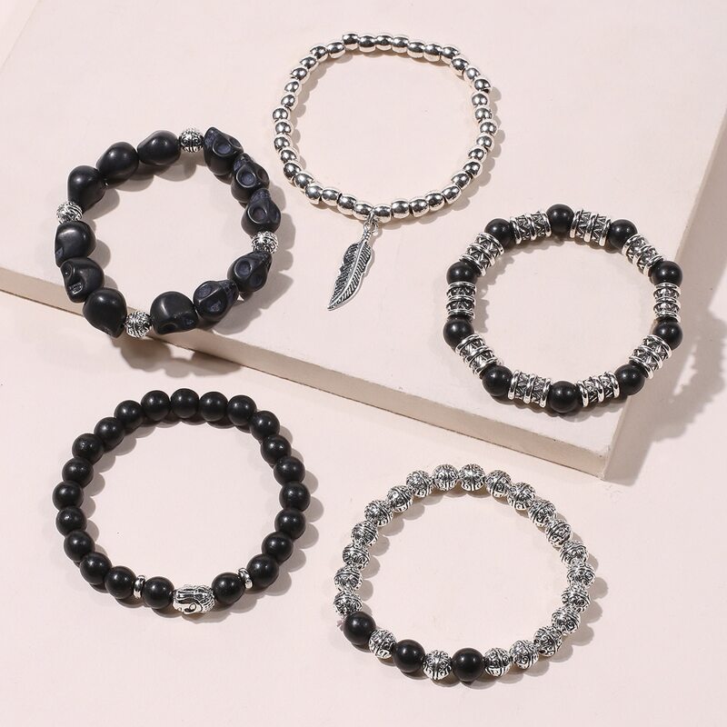 

5pcs Beaded Bracelet, Multicolor
