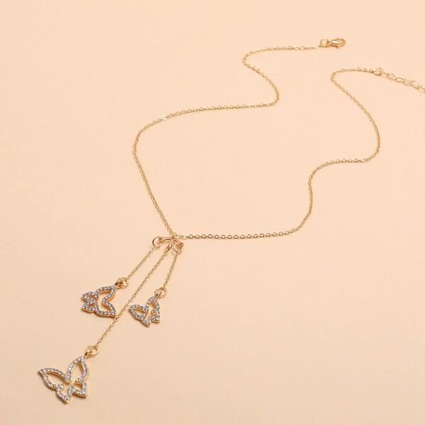 

Butterfly Charm Y Lariat Necklace, Gold