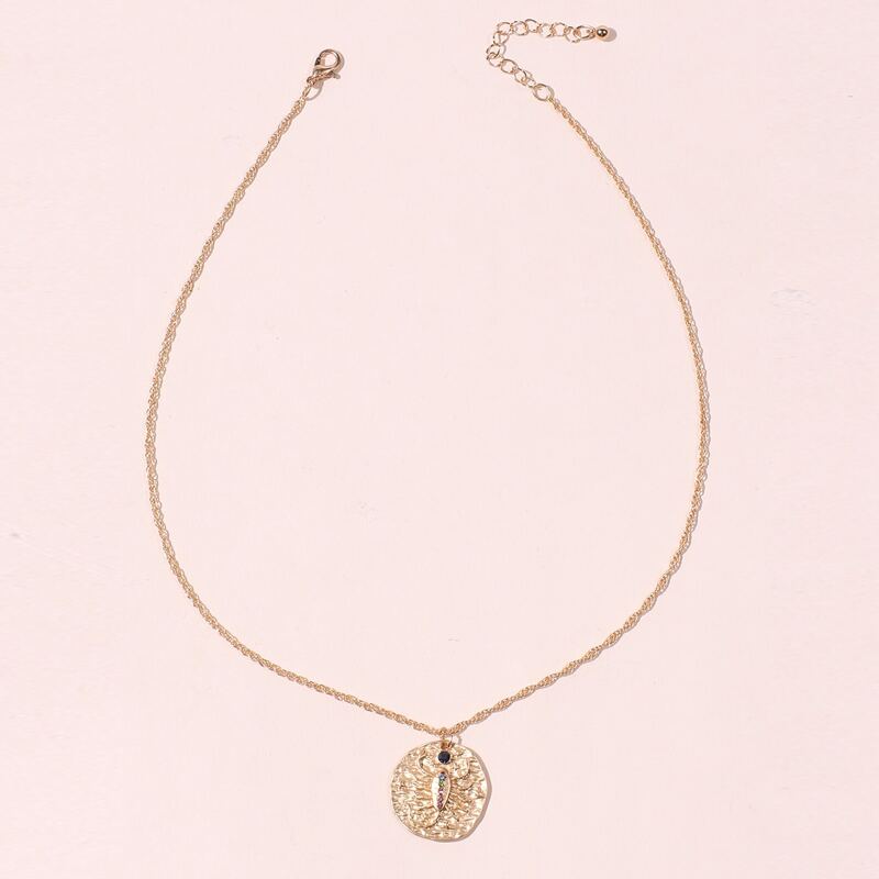 

Lobster Coin Pendant Necklace, Gold