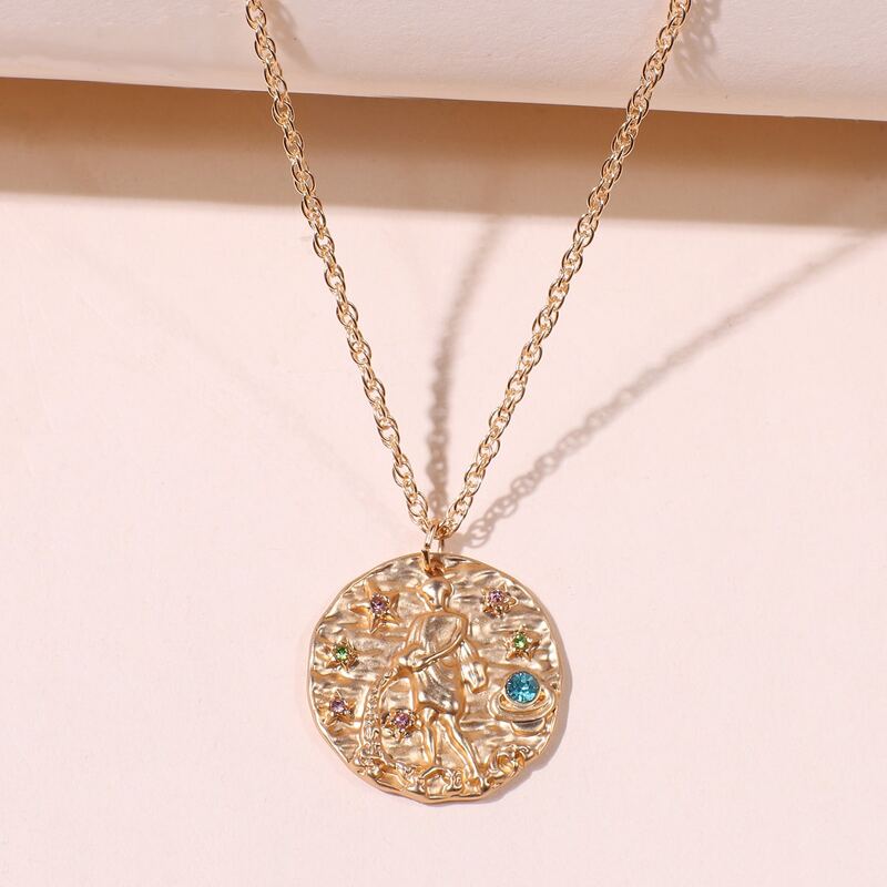 

Figure Coin Pendant Necklace, Gold