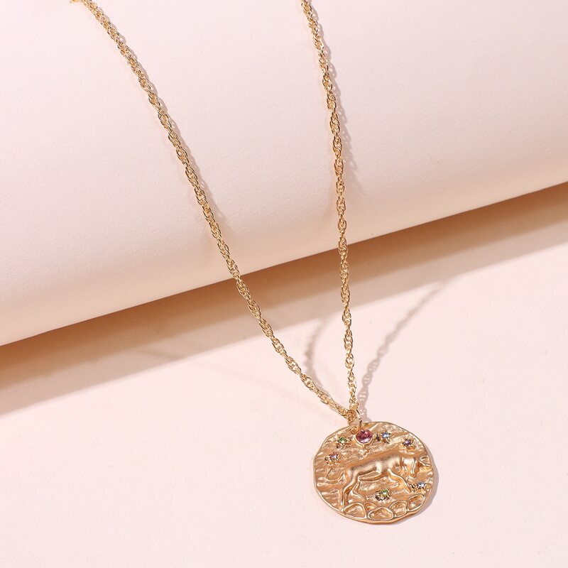 

Elk Coin Pendant Necklace, Gold