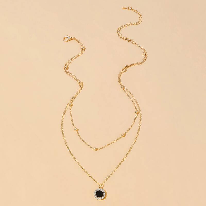 

Rhinestone Layered Chain Necklace, Gold