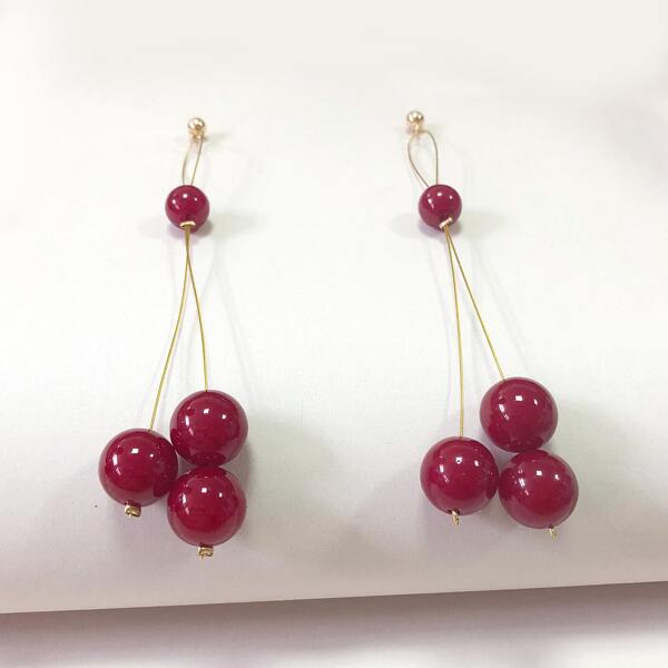 

Pearl Drop Earrings, Red