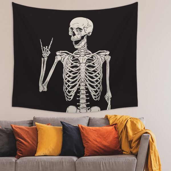 

Skull Print Tapestry, Black and white