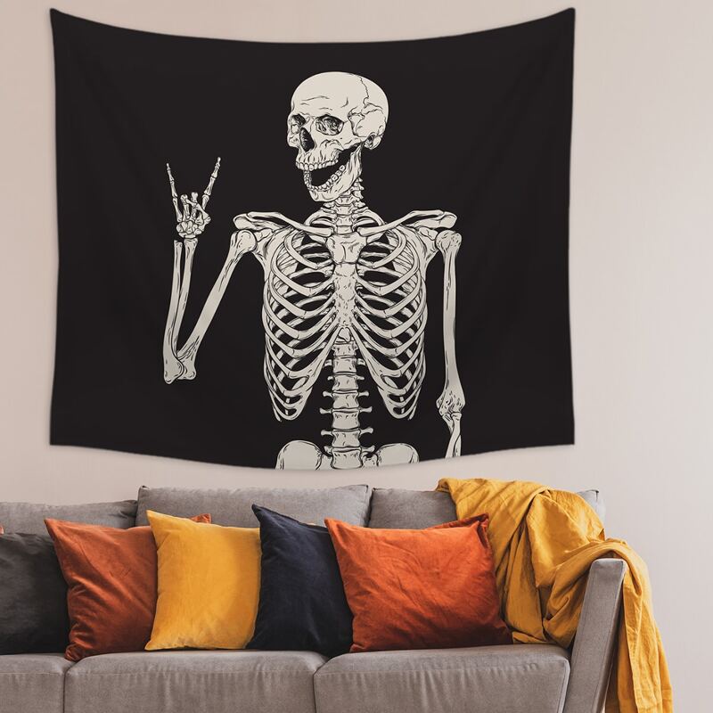 

Skull Print Tapestry, Black and white