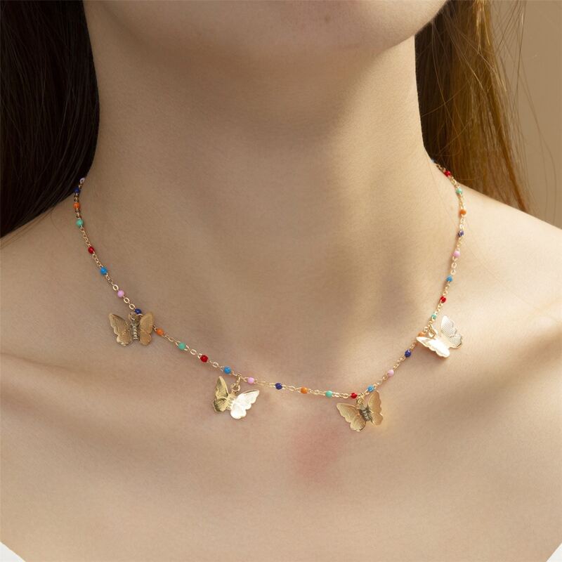 

Butterfly Embellished Necklace, Multicolor