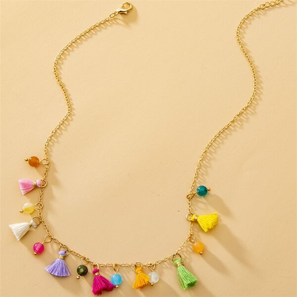 

Tassel Embellished Necklace, Multicolor