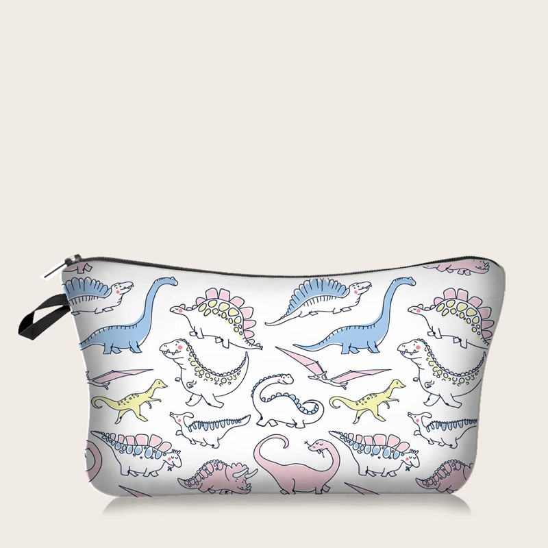 

1pc Dinosaur Print Makeup Bag, Multicolor