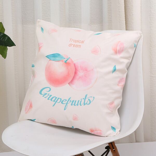 

Peach Print Cushion Cover Without Filler, Multicolor
