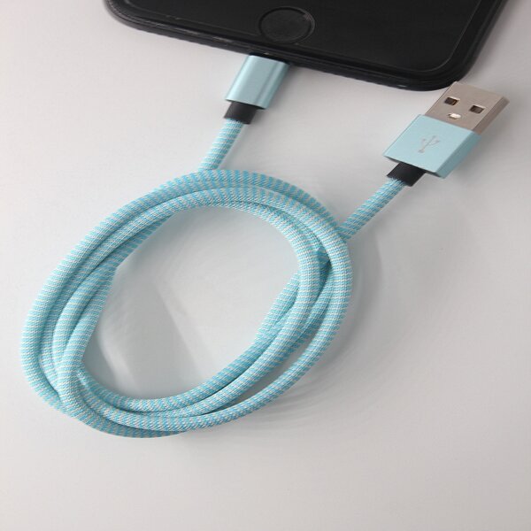 

Striped iPhone Data Cable, Blue