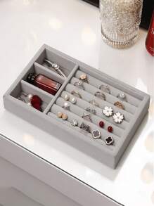 1個多用途珠寶收納盒,灰色分隔珠寶陳列托盤,適用於家庭,情人節禮物 - 灰色 - 查看 1