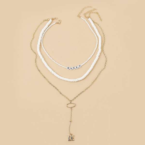 

3pcs Ceramic Necklace, White
