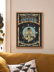 Astronaut Print Wall Painting Without Frame - Multicolor - View 1