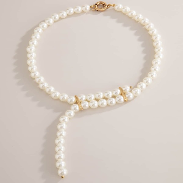 

Faux Pearl Beaded Necklace, White