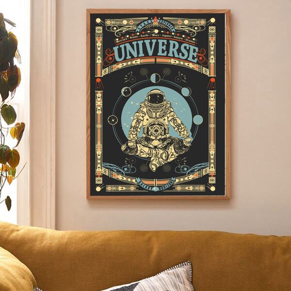 

Astronaut Print Wall Painting Without Frame, Multicolor