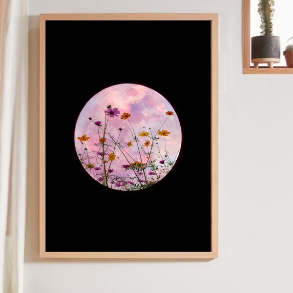 

Flower Moon Print Wall Painting Without Frame, Multicolor