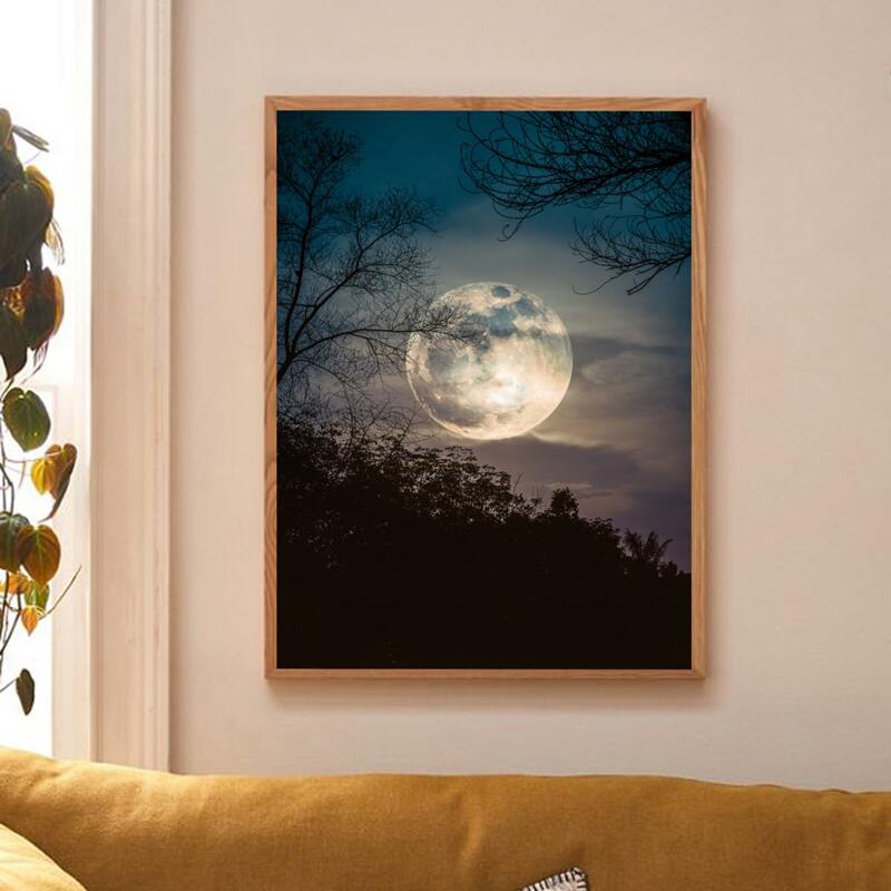 

Moonlight Print Wall Painting Without Frame, Multicolor