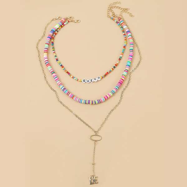 

3pcs Ceramic Necklace, Multicolor