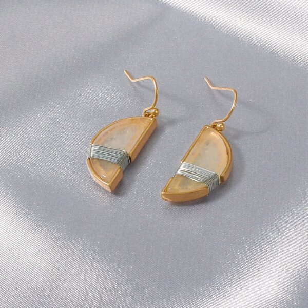 

Half Round Drop Earrings, Multicolor