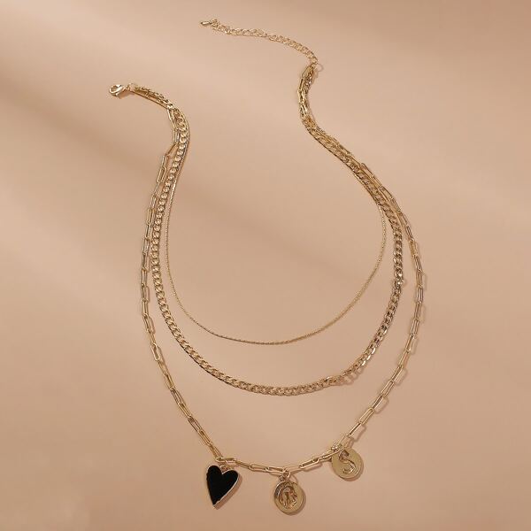 

Heart Charm Layered Necklace, Gold