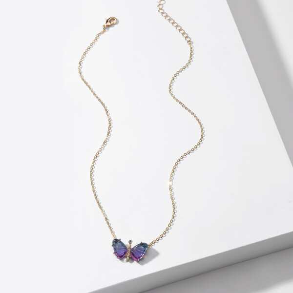 

Butterfly Decor Necklace, Purple