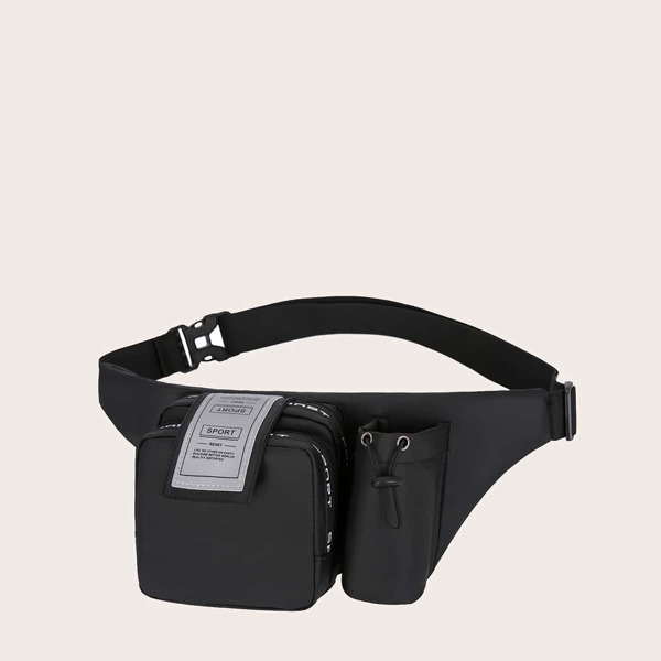 

Men Drawstring Decor Fanny Pack, Black
