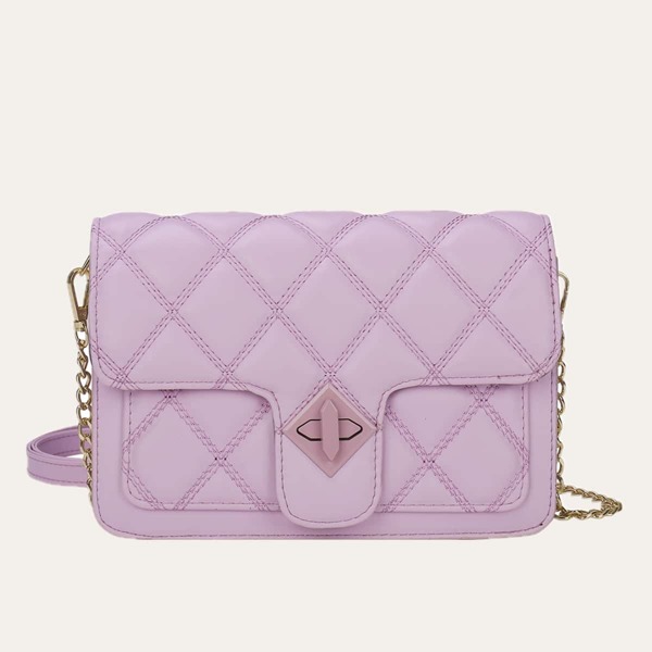 

Quilted Flap Crossbody Bag, Purple