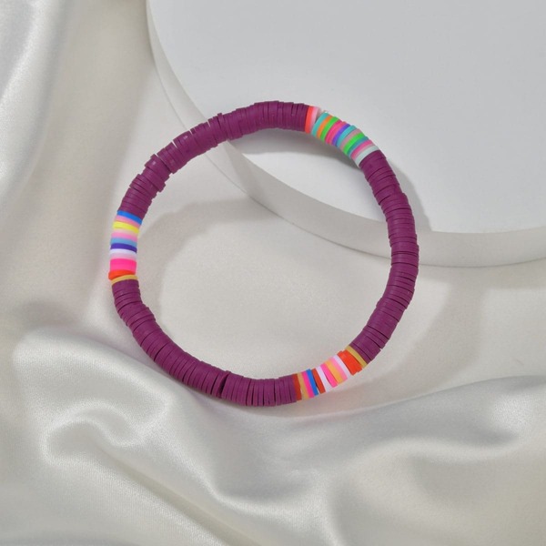 

Colorful Beaded Anklet, Purple