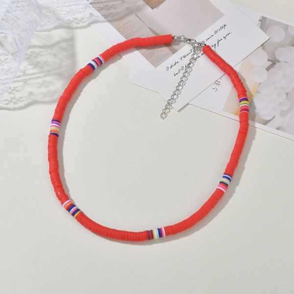 

Colorful Beaded Necklace, Red