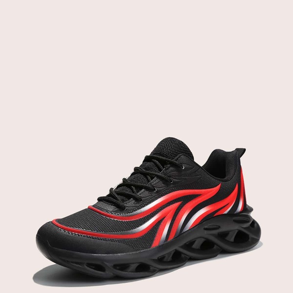 

Men Flame Pattern Lace-up Front Sneakers, Black