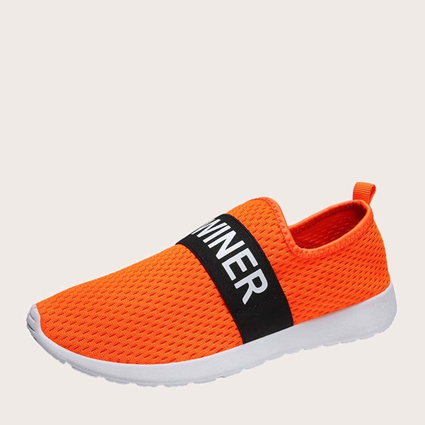 

Men Letter Band Decor Slip On Sneakers, Orange