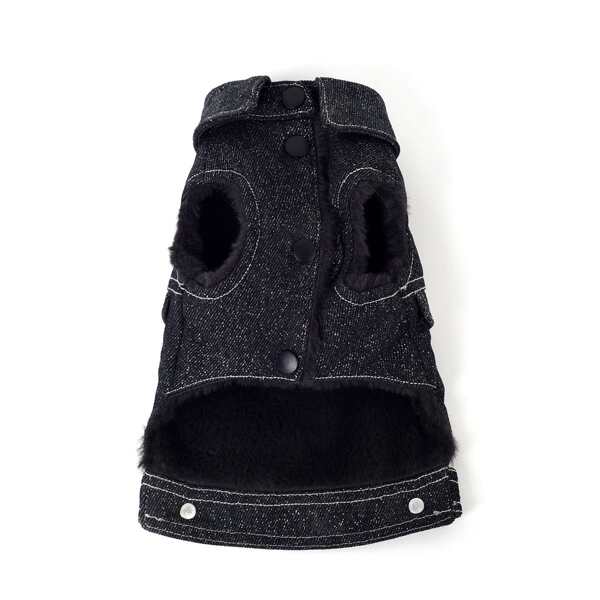 

1pc Denim Dog Jackets, Black