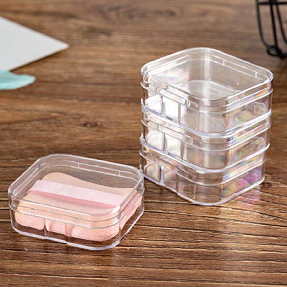 

1pc Clear Powder Puff Storage Box Without Powder Puff