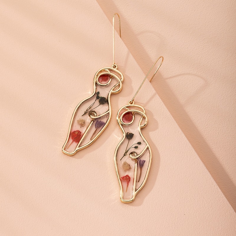 

Flower Pattern Drop Earrings, Multicolor