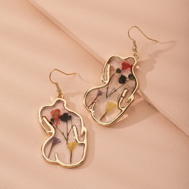 

Flower Pattern Drop Earrings, Multicolor