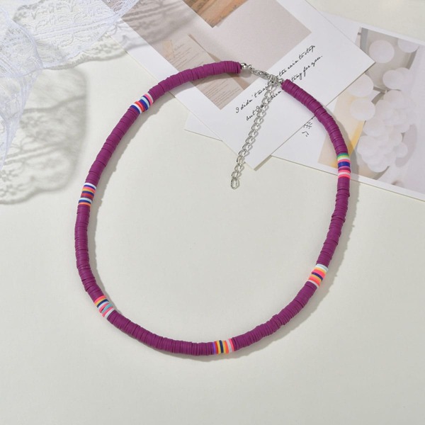 

Colorful Beaded Necklace, Purple